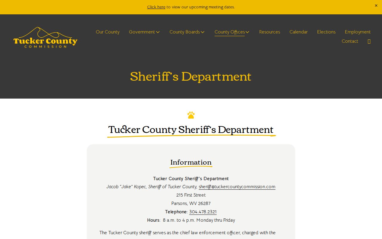 Tucker County sheriff's office