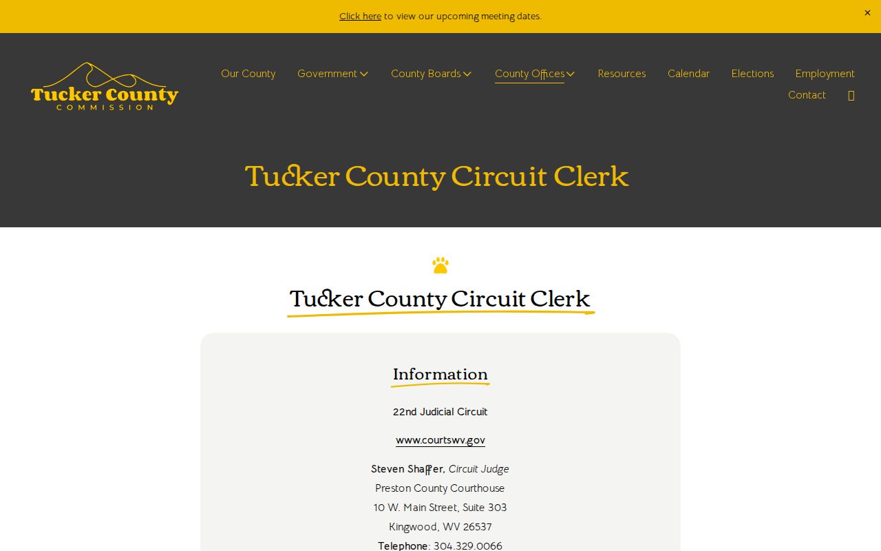 Tucker County Circuit Clerk criminal case records office