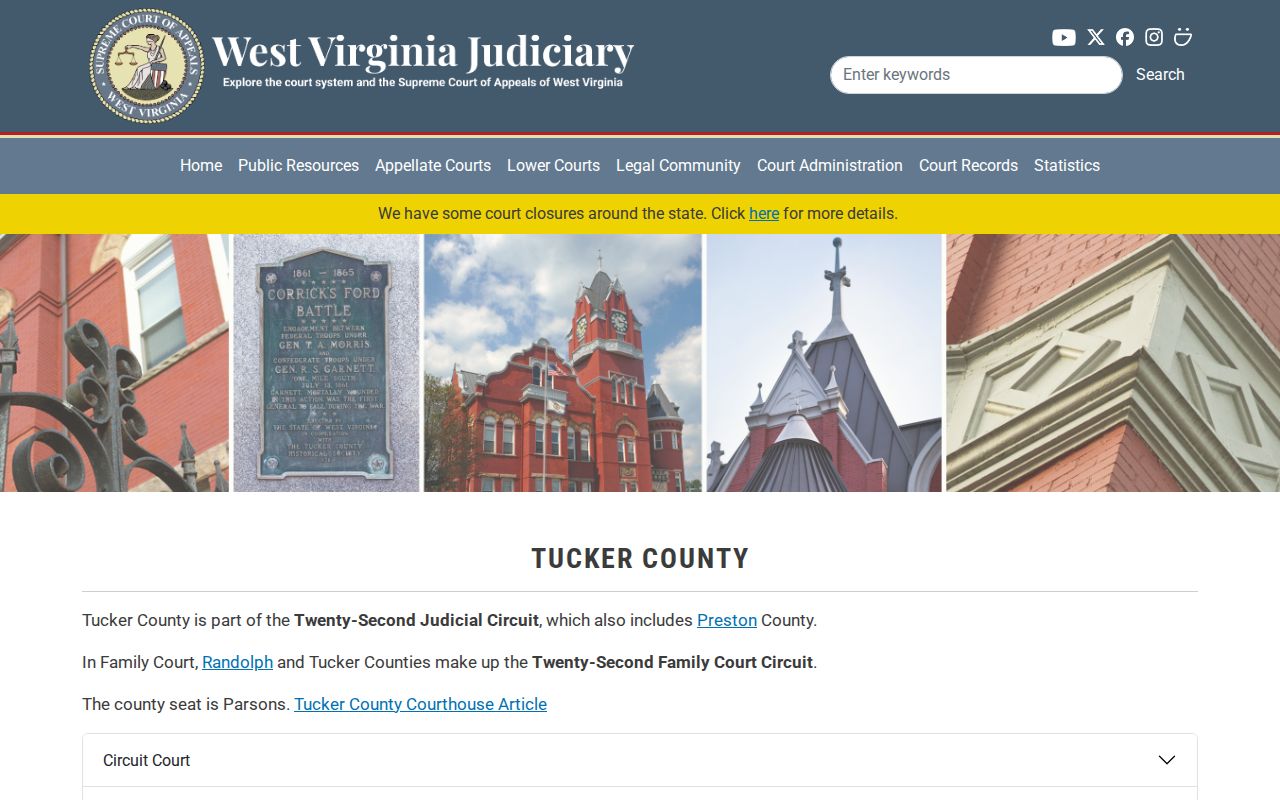 Tucker County criminal court directory and case offices