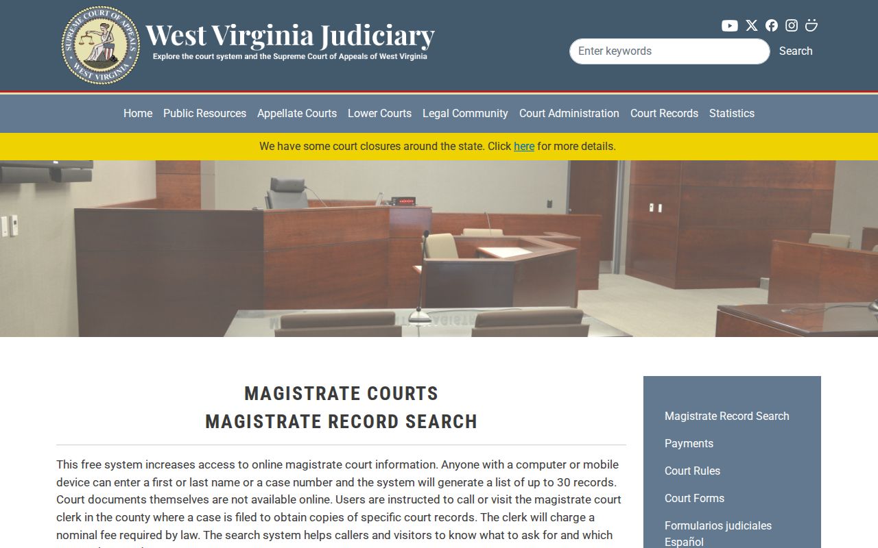 Tucker County criminal case Magistrate Record Search access