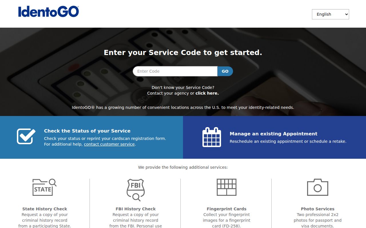 IdentoGO enrollment for an official Tucker County criminal history check